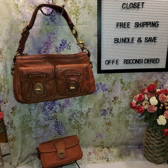 Coach Handbags - COACH LEGACY WHISKEY LEATHER COMBO BAG & WALLET